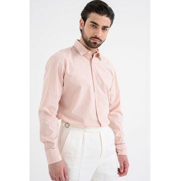 Camasa regular fit de bumbac cu logo brodat - Piersica