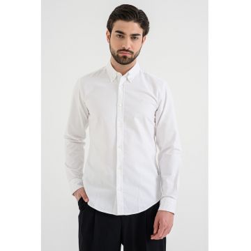 Camasa slim fit cu guler fixat cu nasturi Roan - Alb optic