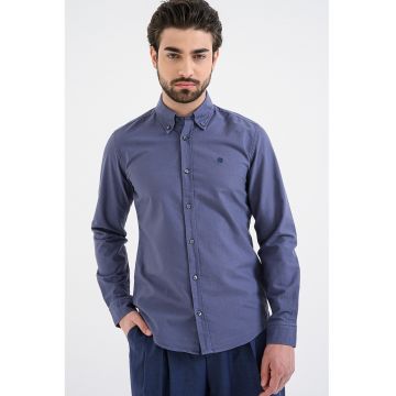 Camasa slim fit cu guler fixat cu nasturi Roan - Albastru prafuit