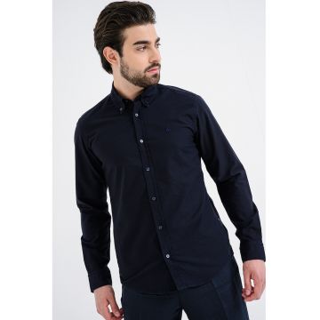 Camasa slim fit cu guler fixat cu nasturi Roan - Negru
