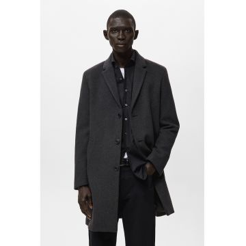 Palton slim-fit din amestec de lana si design 2-in-1 - Gri inchis