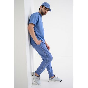 Pantaloni conici de trening cu cusaturi decorative Join - Albastru pastel