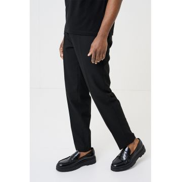 Pantaloni regular fit cu talie ajustabila - Negru