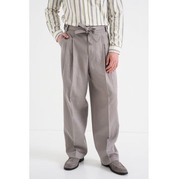 Pantaloni relaxed fit cu detalii din lyocell - Maro taupe
