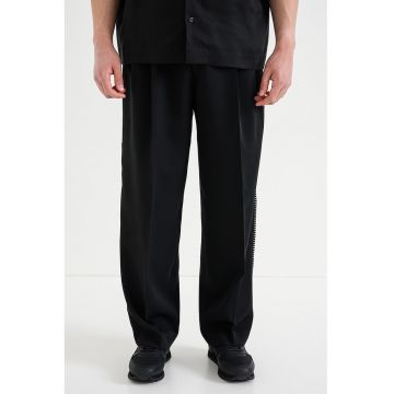 Pantaloni relaxed fit din amestec de lana - Alb/Negru