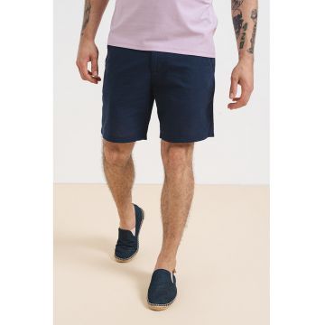 Pantaloni scurti chino din amestec de in - Bleumarin