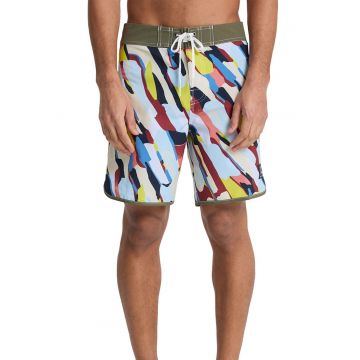Pantaloni scurti de baie cu snur si model - Multicolor