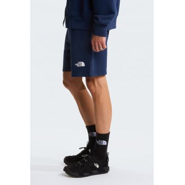 Pantaloni scurti din amestec de bumbac cu logo si snur - Bleumarin