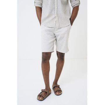 Pantaloni scurti din amestec de in cu snur - Bej deschis