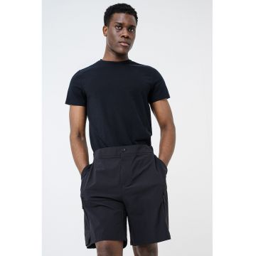 Pantaloni scurti relaxed fit cu buzunare - Negru