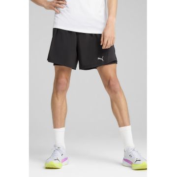 Pantaloni sucrti cu buzunare pentru alergare Velocity 2-In-1 - Negru