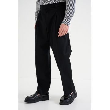 Pantaloni supradimensionati cu pensa - Negru