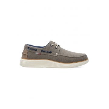 Pantofi boat din panza cu aspect texturat