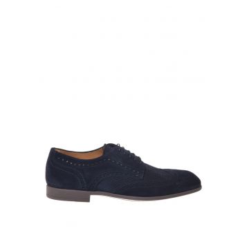 Pantofi brogue de piele intoarsa - Albastru