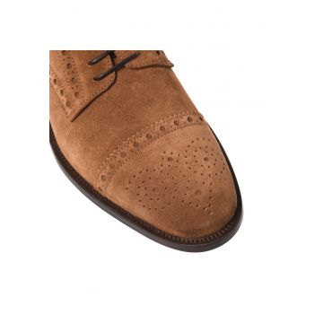 Pantofi brogue de piele intoarsa - Maro