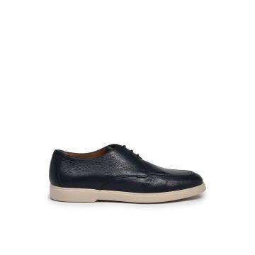 Pantofi de piele cu siret - Albastru ultramarin