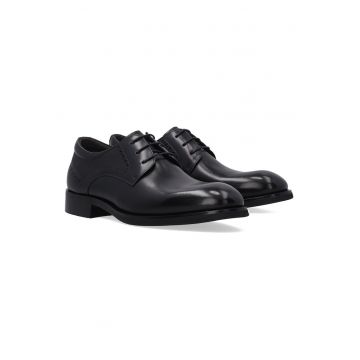 Pantofi de piele cu varf rotund