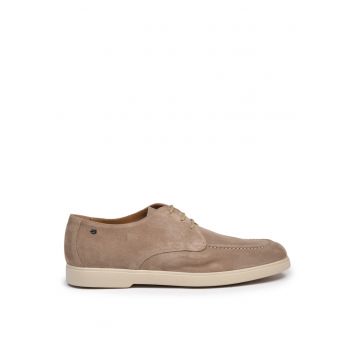 Pantofi de piele intoarsa cu siret - Bej