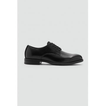 Pantofi derby din piele ecologica - Negru