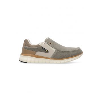 Pantofi loafer cu insertii elastice - din panza texturata