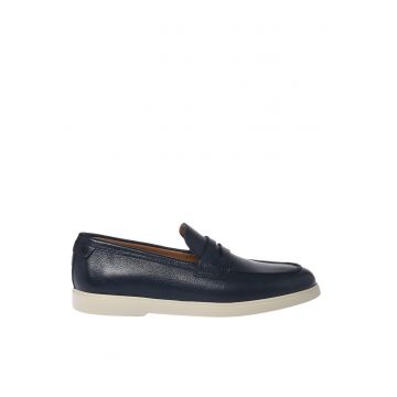 Pantofi loafer de piele cu logo - Albastru