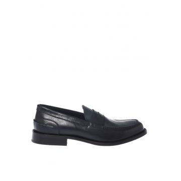 Pantofi loafer de piele cu varf rotund - Albastru
