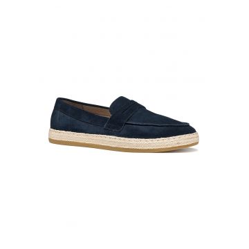 Pantofi loafer uni de piele intoarsa - Bleumarin