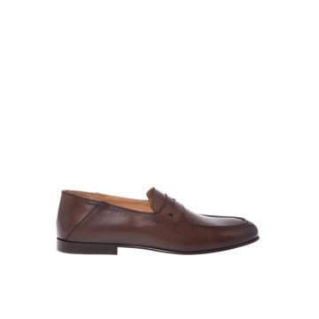 Pantofi loafer uni de piele - Maro