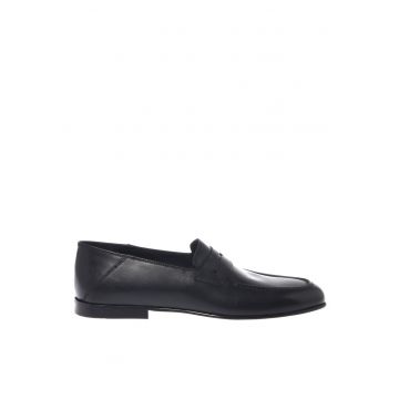 Pantofi loafer uni de piele - Negru