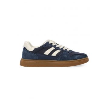 Pantofi sport cu detalii din piele intoarsa si textil