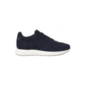 Pantofi sport de piele intoarsa cu talpa wedge - Albastru
