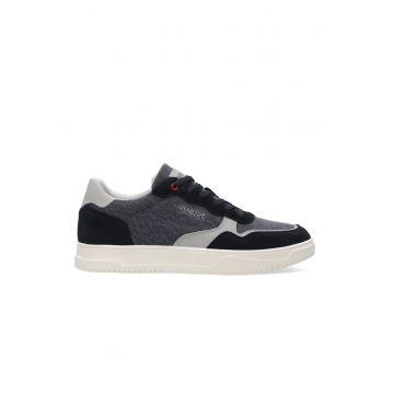 Pantofi sport din material textil cu insertii din piele naturala - Bleumarin