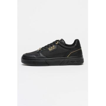 Pantofi sport flatform cu imprimeu logo - Auriu/Negru