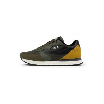 Pantofi sport low-cut cu garnituri de piele intoarsa Hypert - Kaki inchis/Galben mustar