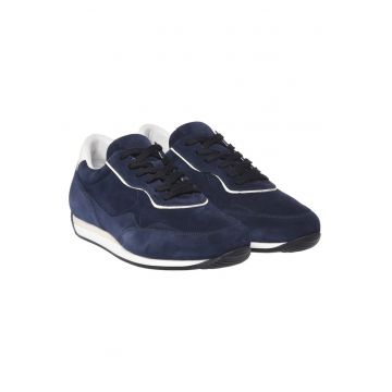 Pantofi sport wedge de piele intoarsa - Albastru