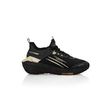 Pantofi sport wedge foarte usori Stealth Runner - Alb fildes/Negru
