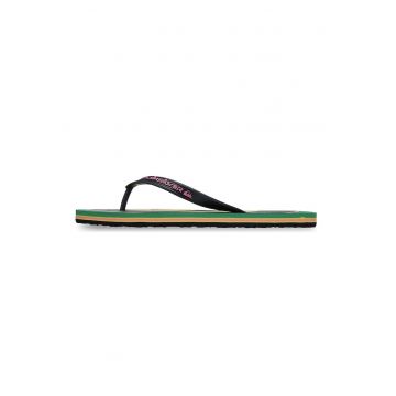 Papuci flip-flop cu logo - Verde/Negru/Galben