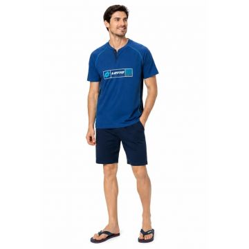 Pijama scurta cu imprimeu logo - Bleumarin - Albastru inchis