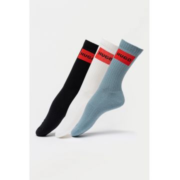Set de sosete lungi - 3 perechi - Alb/Negru/Albastru prafuit