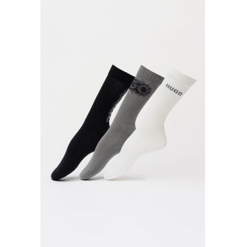 Set de sosete lungi din amestec de bumbac - 3 perechi - Alb/Negru/Gri inchis