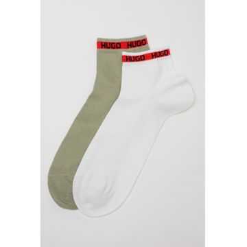 Set de sosete scurte din amestec de bumbac - 2 perechi - Rosu/Alb/Verde sparanghel