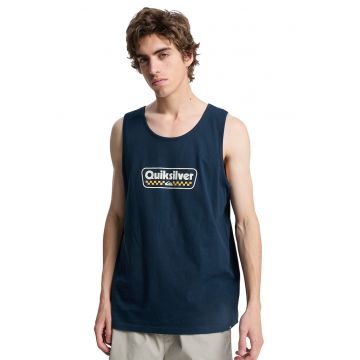 Top regular fit cu imprimeu logo pe piept - Albastru ultramarin