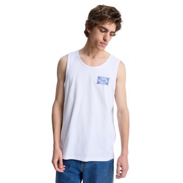 Top regular fit cu imprimeu pe spate - Alb/Albastru