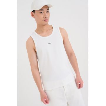 Top striat cu logo - Alb