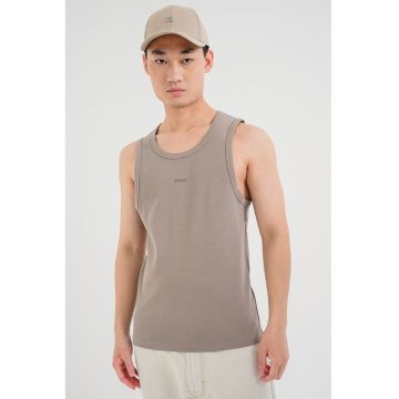 Top striat cu logo - Maro taupe