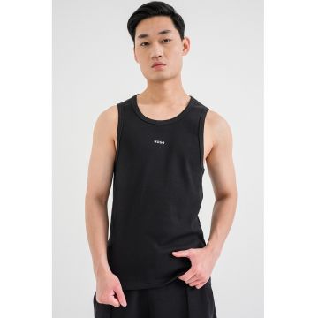 Top striat cu logo - Negru
