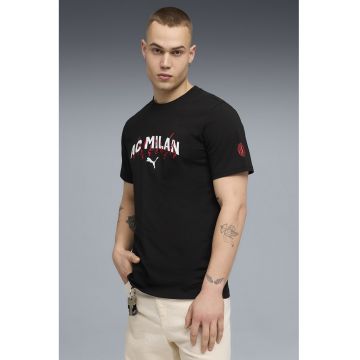 Tricou cu decolteu la baza gatului AC Milan - Rosu/Alb/Negru