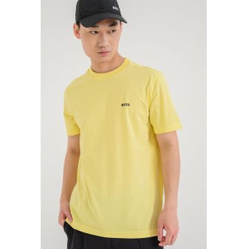 Tricou cu decolteu la baza gatului - Negru/Galben sofran