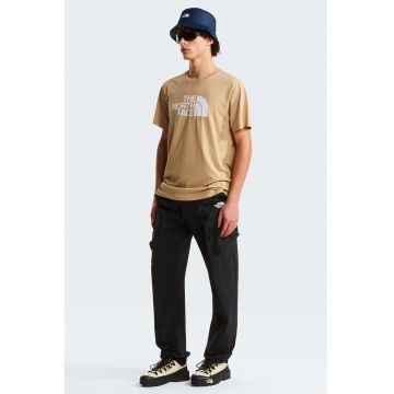 Tricou cu decolteu la baza gatului si imprimeu logo Evolution - Maro camel