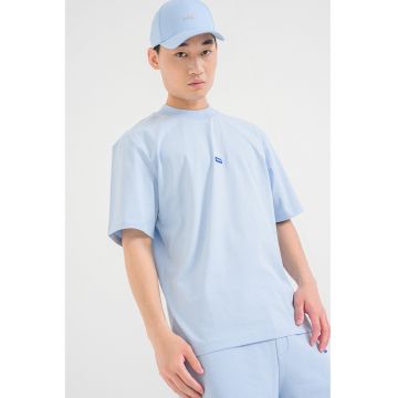 Tricou cu decolteu la baza gatului si logo Nieros - Albastru deschis
